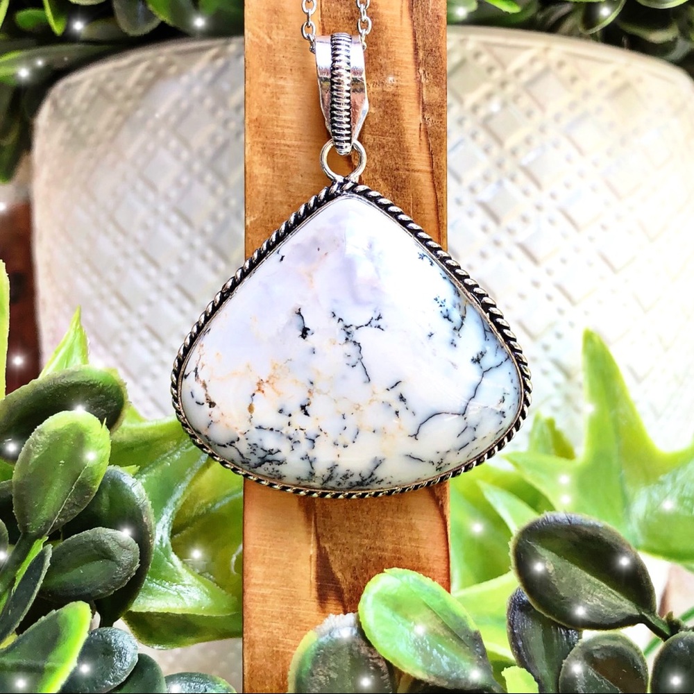 .925 Dendritic Opal Necklace🕊